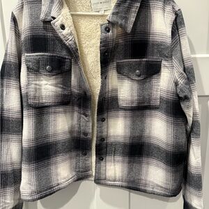 Lucky Brand Gray and Cream Plaid Jacket